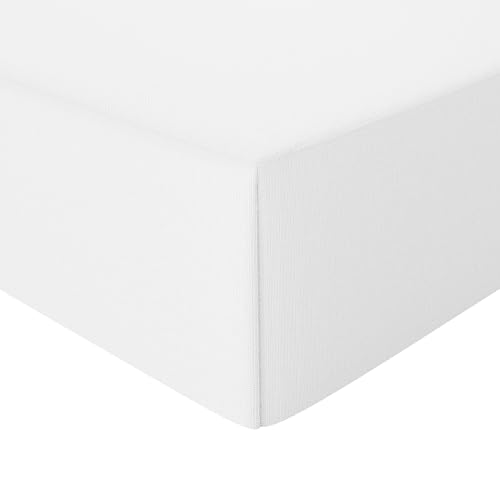Amazon Basics - Spannbetttuch, Jersey, Weiß - 160 x 200 cm