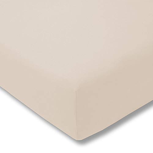 ESTELLA Spannbetttuch Feinjersey | Puder | 200x200 cm | passend für Matratzen 180-200 cm (Breite) x 200 cm (Länge) | trocknerfest und bügelfrei | 100% Baumwolle