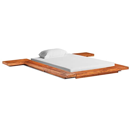 Japanisches Futonbett Bettgestell Akazienholz massiv 90x200 cm + Maße: 220x210x11 cm (L x B x H)