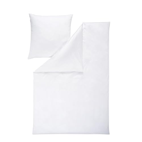 ESTELLA | Bettwäsche | Schweizer Premium-Satin | 200x220 + 2X 80x80 | weiss | sehr edle Markenqualität | trocknerfest und besonders hautsymphatisch | 100% Baumwolle