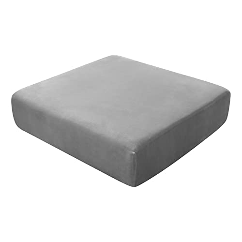 BXFUL Sofa-Sitzkissenbezüge, Sofakissen-Bezüge Stretch-Samt, Couchkissen-Bezüge Ersatz für individuelle Kissen mit elastischem Stoff (1-Sitzer,Grau)