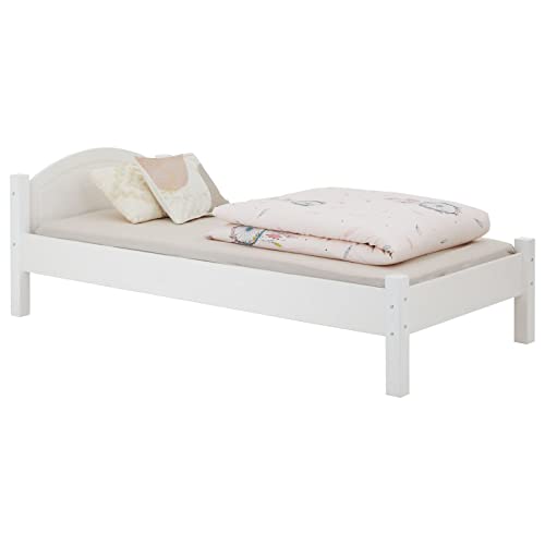 IDIMEX Massivholzbett Marie, Einzelbett in 90 x 190 cm, Kiefer massiv in weiß, Bett mit Kopfteil