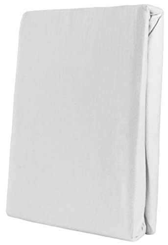 Leonado Vicent - Classic Spannbettlaken Bettlaken 100% Baumwolle Jersey Spannbetttuch in vielen Farben & Größen, Maße Spannbettlaken:120 x 200 cm - 130 x 200 cm, Farbe Spannbettlaken:Weiß