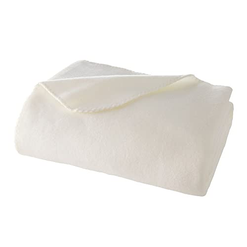 WOHNWOHL Wohndecke Uni • Tagesdecke • Soft-Fleece-Decke • Kuscheldecke • Viscose-Decke Mischung • Sofaüberwurf • Couch-Decke Überwurf • weiche Tagesdecke • 150 x 200 cm • Farbe: Creme