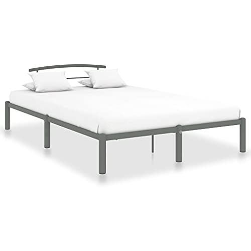 Annlera Bettgestell 210x150x63cm Grau Metall Metallbett Doppelbett Schrankbett Palettenbett Schlafzimmerbett Robusten Bettgestell Gästebett Boxspringbett Klappbett Bodenbett Hochbett