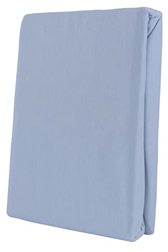 Leonado Vicent - Classic Spannbettlaken Bettlaken 100% Baumwolle Jersey Spannbetttuch in vielen Farben & Größen, Maße Spannbettlaken:200 x 200 cm - 200 x 220 cm, Farbe Spannbettlaken:Hellblau