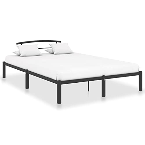 WRJENFSC Jugendbett Bodenbett Plattform-Bettgestell Bettgestell Schwarz Metall 160x200 cm Geeignet für Wohnzimmer, Dachgeschoss, Wohnung