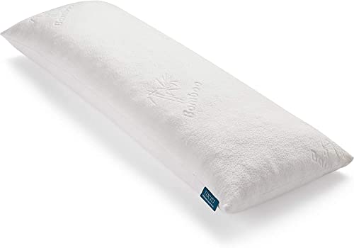LUCID Seitenschläferkissen aus zerkleinertem Memory Foam – Körperkissen – perfekt für die Schwangerschaft – ultraweicher Rayon-Bezug aus Bambus, Weiß