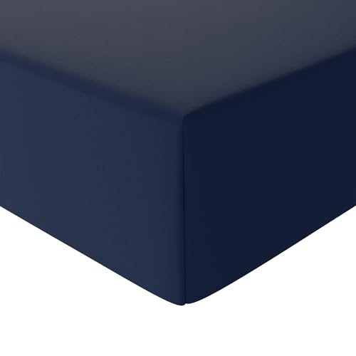Amazon Basics Spannbetttuch, Mikrofaser, Marineblau, 160 x 200 x 30 cm