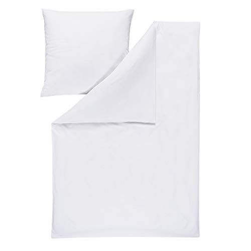ESTELLA | Bettwäsche Valetta | Mako-Satin | 135x200 + 80x80 | Weiss | mit seidigem Glanz | trocknerfest und pflegeleicht | atmungsaktiv | 100% hochwertige Baumwolle