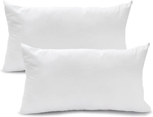 Kissen für Bett 40x60 cm Kopfkissen 2er Set Innenkissen Hypoallergene Anti-Milben Weiche Kissenfüllung mit Kissenbezug Baumwolle und Polyes. Abnehmbarem und Waschbaren Schlafkissen für Haus / Hotel