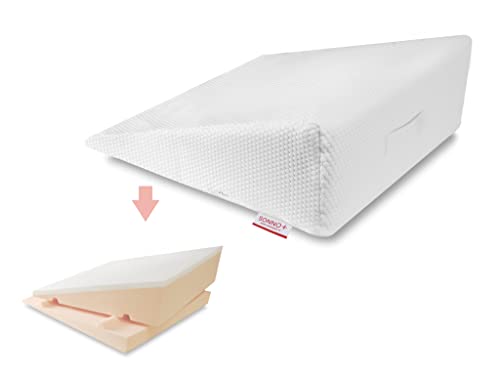 SONNO+ Anti-Reflux Keilkissen 2 in 1 mit Einstellbarer Dicke 18 oder 24 cm, mit 2,5 cm Memory Schaum, Matratzenkeil, Matratzenerhöhung für Erwachsene