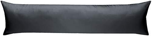 Bettwaesche-mit-Stil Mako-Satin Seitenschläferkissen Bezug aus 100% Baumwolle (Baumwollsatin) Uni/einfarbig (40 cm x 145 cm, Anthrazit)