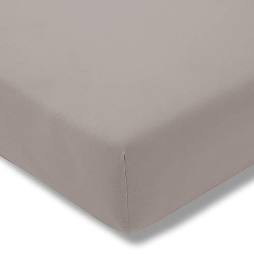 ESTELLA Spannbetttuch Zwirnjersey | Kiesel | 200x200 cm | passend für Matratzen 180-200 cm (Breite) x 200-220 cm (Länge) | trocknerfest und bügelfrei | 100% Baumwolle | 97% Baumwolle 3% Elastan