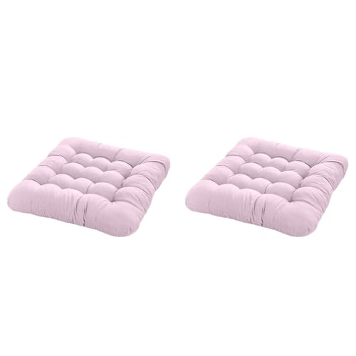 2 Pc Quadrat Stuhlkissen 40x40 cm Sitzkissen Gefüllt, Memory Foam Kissen, Outdoor Gartenstuhlkissen, Garten Sitzpolster Set für Rattanstühle, Outdoor Stuhlauflage Trapezförmig, Rosa