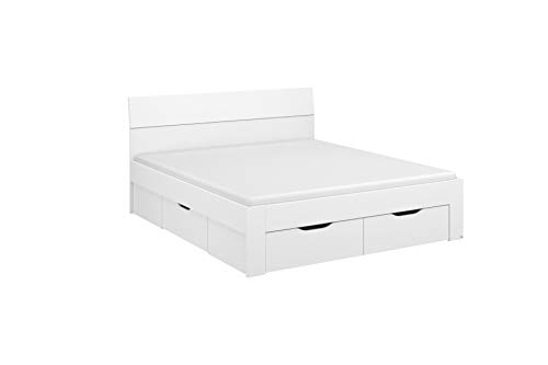 Rauch Möbel Flexx Bett Stauraumbett in Weiß mit 3 Schubkästen als zusätzlichen Stauraum Liegefläche 180 x 200 cm Gesamtmaße Bett BxHxT 185 x 90 x 209 cm
