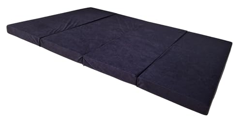 Natalia Spzoo breite Faltmatratze 180 x 120 x 8 cm Klappmatratze mit Schaumstoffkern & abnehmbarem Bezug klappbare Schlafmatte (0001 Schwarz)