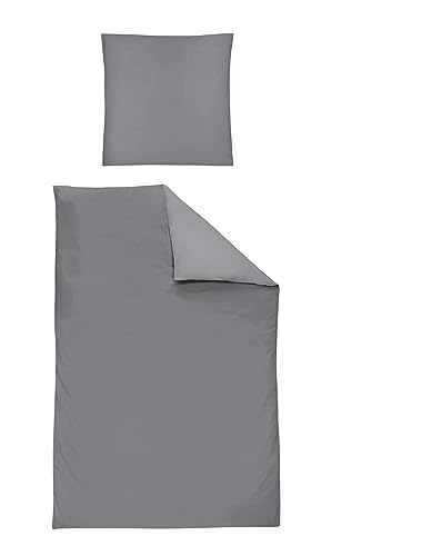 Irisette Mako Satin Bettwäsche 2 teilig Bettbezug 155 x 220 cm Kopfkissenbezug 80 x 80 cm Paris 759277-12 Grafit