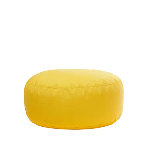 Bruni Pouf Sitzhocker – runder Sitzpouf, Indoor und Outdoor als Fußhocker, Yoga-Sitzkissen, Meditationskissen geeignet, in Deutschland gefertigt (Gelb, M (50x50x20 cm))