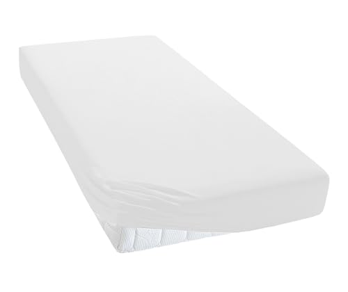 TM MAXX Jersey Spannbettlaken für Baby und Kinder mit Öko-Tex Standard (Weiß 001, 80x160 cm) Matratzenhöhe bis 25 cm Spannbetttuch aus 100% Baumwolle