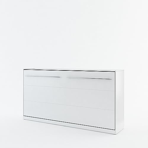 Lenart Schrankbett - Wandbett Concept Pro CP06 90x200 cm - Schrankklappbett Horizontal - Schrank mit integriertem Klappbett - Funktionsbett (Weiß Matt)