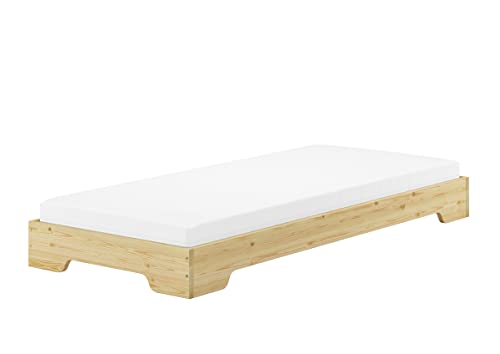 Erst-Holz Extra niedriges stabiles Teenagerbett in kompakter Form 80x190 Massivholz Kiefer V-60.41-08-190, Ausstattung:Rollrost und Matratze inkl.