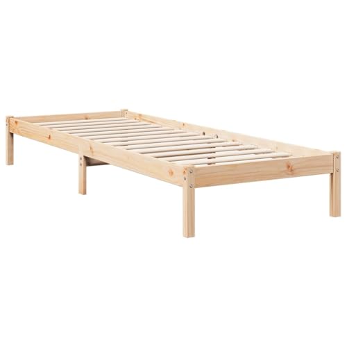 vidaXL Massivholzbett, Holzbett Extra Lang ohne Matratze, Bettgestell mit Lattenrost, Bett Einzelbett für Schlafzimmer, 80x210cm Kiefernholz