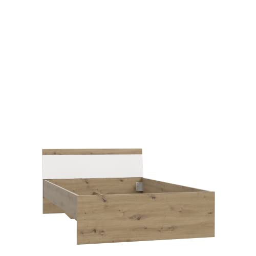FORTE Arkina Jugendbett mit Liegefläche 120 x 200 cm , Holzwerkstoff, Artisan Eiche + Weiß, B x H x T: 125,3 x 76,8 x 210 cm