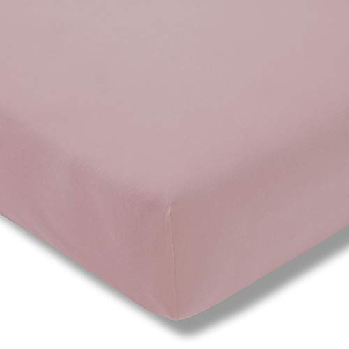 ESTELLA Spannbetttuch Feinjersey | Rosa | 150x200 cm | passend für Matratzen 140-160 cm (Breite) x 200 cm (Länge) | trocknerfest und bügelfrei | 100% Baumwolle