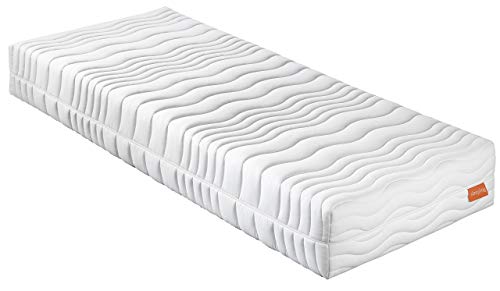 sleepling 190161 Gelschaum Matratze Innovation 400, 8 cm Memory Foam Auflage, Wendegriffe, Härtegrad 2.5 bis 100 kg, Made in EU, Ökotex, waschbar 60 Grad, 180 x 200 cm, weiß