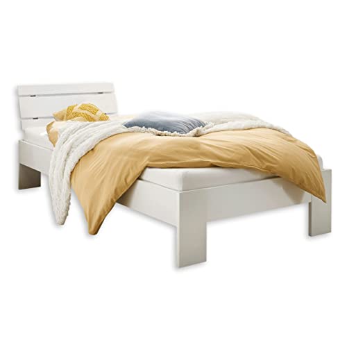 Stella Trading Futonbett 100 x 200 cm - Minimalistisches Jugendzimmer Bett in Weiß Hochglanz - 105 x 74 x 213 cm (B/H/T)