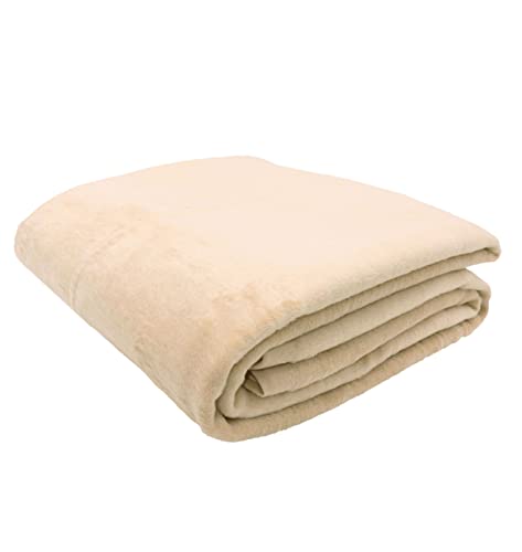 ZOLLNER Kuscheldecke flauschig in 150x200 cm - weiche und langlebige Sofadecke in beige - waschbar bis 40°C - Mischgewebe - mit elegantem Einfassband - Hotelqualität - Oeko Tex® Zertifiziert