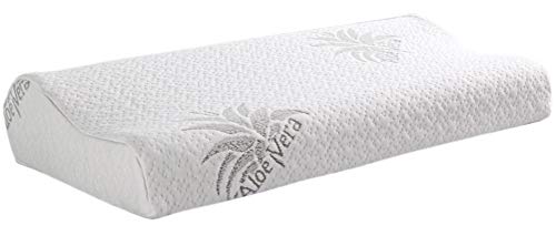 Nackenstützkissen (60cm x 30cm x 10/7cm), Nackenkissen mit Memory-Effekt (Memory Foam), Abnehmbarer Bezug, Aloe Vera veredelt