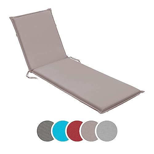 sleepling Outdoor 2er Set Auflage Gartenliege, Polster Sonnenliege Strandliege, Made in EU, Ökotex, Eckbänder & Einstellband, Bezug abnehmbar, 190 x 58 x 6 cm, Taupe