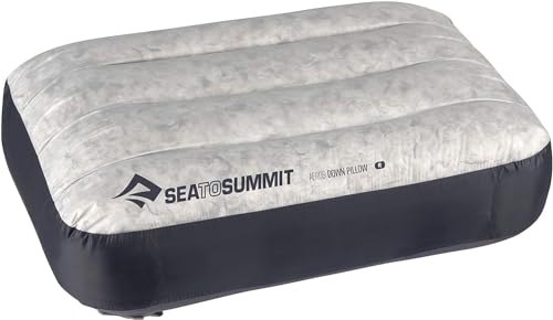 Sea to Summit - Aeros Daunen Reisekissen R - Ultraleicht & zum Aufblasen - 10D Material - Kissen aus Premium-Daunen - rutschfest - Für Wanderungen und Camping - 34 x 24 x 12cm - Grey - 70g