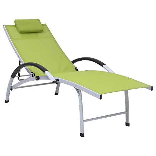 vidaXL Sonnenliege mit Kissen Gartenliege Strandliege Freizeitliege Gartenmöbel Liege Relaxliege Liegestuhl Aluminium Textilene Grün