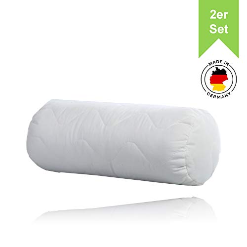 LILENO HOME 2er Set Kopfkissen Nackenrolle 15 x 40 cm - gestepptes Nackenkissen geeignet für Allergiker - Polyester Kissenrolle als Couchkissen, Sofa Kissen oder Cocktailkissen