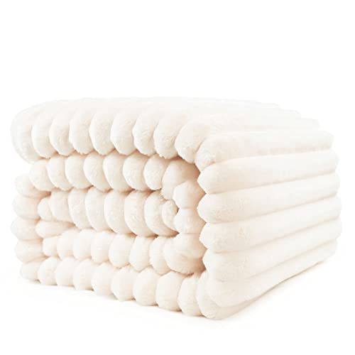 Kuscheldecke 200x230 cm - Warme Flausige Bettüberwurf Decke und Sofadecke Mama, Frauen und Freundin (Beige, 200x230cm)