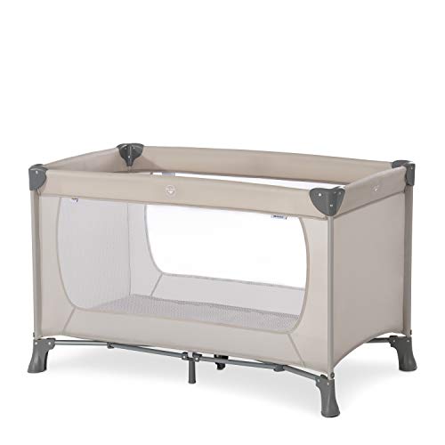 Hauck Reisebett Dream N Play 120 x 60 cm, für Babys und Kinder ab Geburt bis 15 kg, Leicht, Kompakt Faltbar, Inklusive Transporttasche und Faltboden, Beige