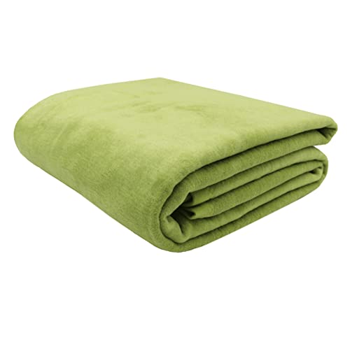 ZOLLNER Kuscheldecke flauschig in 150x200 cm - weiche und langlebige Sofadecke in hellgrün - waschbar bis 40°C - Mischgewebe - mit elegantem Einfassband - Hotelqualität - Oeko Tex® Zertifiziert