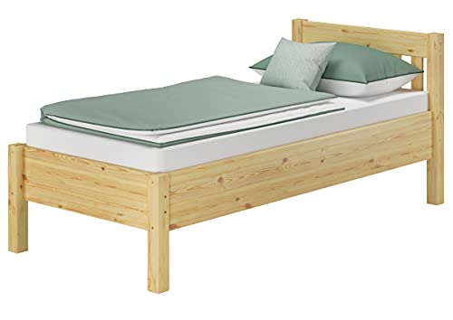 Erst-Holz Hohes Holzbett 100x200 breites Seniorenbett Einzelbett Zubehör wählbar V-60.55-10, Ausstattung:ohne Zubehör