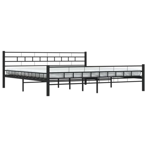 vidaXL Bettgestell Bett Doppelbett Metallbett Bettrahmen Lattenrost Schlafzimmerbett Schlafzimmermöbel Ehebett Schwarz Stahl 200x200cm