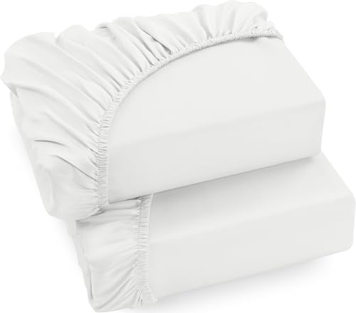 Utopia Bedding - 2er Set Spannbettlaken 90x200cm - Weiß - Gebürstete Mikrofaser Spannbetttuch - 35 cm Tiefe Tasche