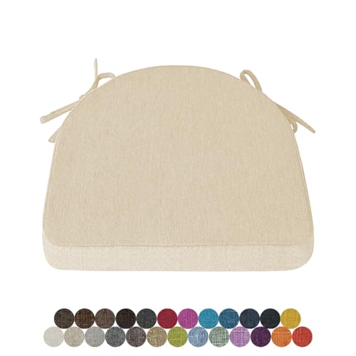 Lsjoaw 1 Stück Stuhlkissen Sitzkissen Stuhl 43X42X40X5 Sitzpolster mit Bindeband Rutschfestes Zierkissen Gartenkissen Halbrund Auflage für Stühle Indoor/Outdoor Sitzauflage,Beige