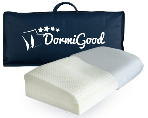 DormiGood - Orthopädisches Nackenstützkissen aus Latex – Premium Latex Nackenstützkissen höhenverstellbar bis 12,5 cm – Ergonomisches Kopfkissen - Made in Germany