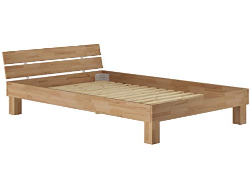 Erst-Holz® Französisches Bett Futonbett Doppelbett 160x220 Massivholzbett Buche Natur Rollrost V-60.86-16-220, Ausstattung:Rollrost inkl.