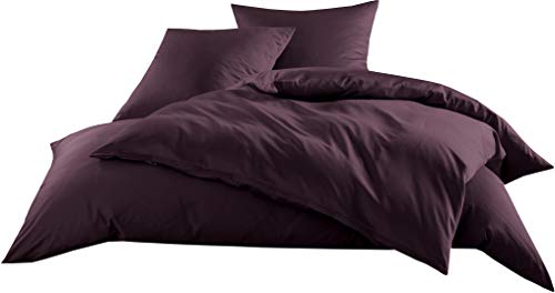 Mako-Satin Baumwollsatin Bettwäsche Uni einfarbig zum Kombinieren (Bettbezug 135 cm x 200 cm, Brombeer) viele Farben & Größen