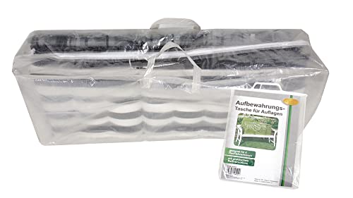 Novatool Auflagentasche I für 4 Auflagen I 135 g/m² I transparent I 125x32x50 cm I Schutzhülle Hochlehner Auflagen Hülle Sitzauflagen Tasche für Gartenpolster Sitzauflagentasche Gartenpolster-Tasche