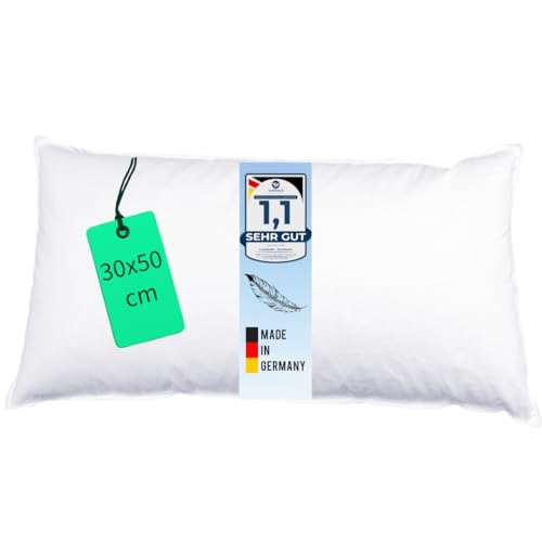 Luxusfeder Sofakissen 30x50 cm Daunen Füllung 300g - Bezug 100% Baumwolle - Daunenkissen - Kissenfüllung - Kisseninlett - Innenkissen - Öko-Tex