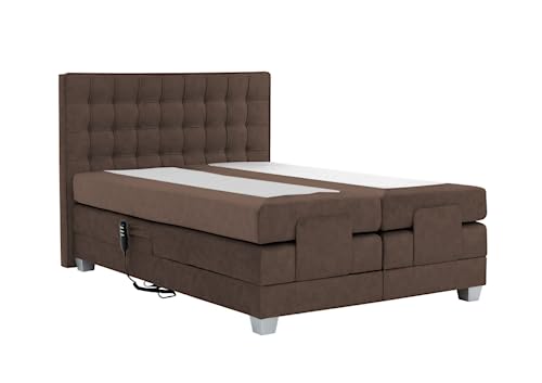 Elektrisches Bett Boxspringbett Mary Doppelbett im Schlafzimmer Taschenmatratze (Braun - Amor 4301, 160 x 200)